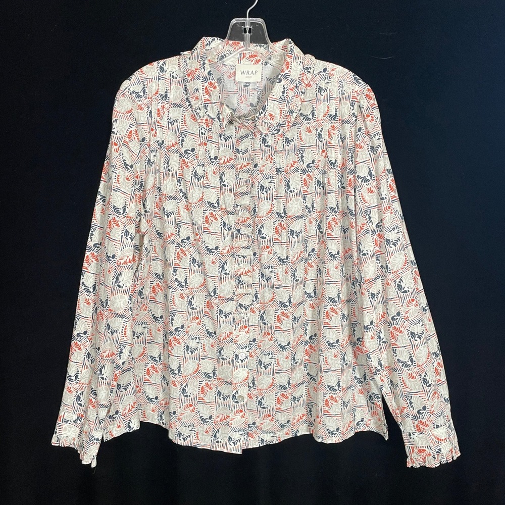 Wrap London Ruffle Trim Button Down Shirt Cotton Peter Pan Collar Cottagecore 12